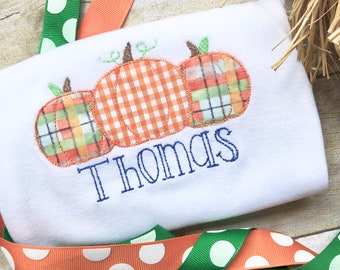 Personalized Embroidered Boy Thanksgiving Shirt, Personalized Baby Bodysuit, Pumpkin Toddler Fall Shirt, Embroidery Appliqued Boy Clothes