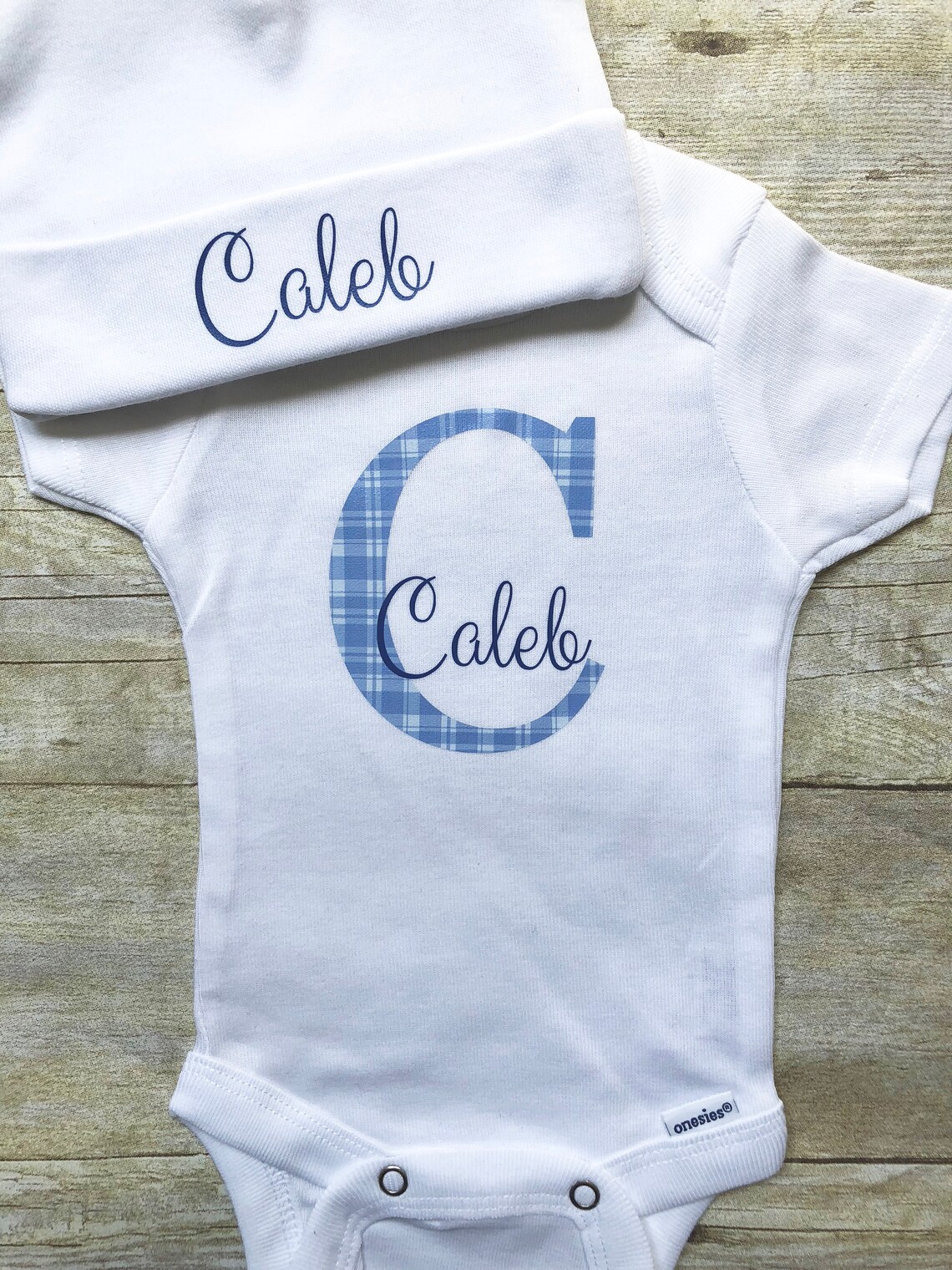 BABY BOY Monogrammed Onesie and Hat Personalized Onesie Etsy