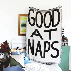 Good At Naps Blanket Original Design Black and White Living Room Throws Classic Home Decor Dorm Room Kids Bedroom image 1