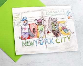 New York City Subway Creatures Greeting Card