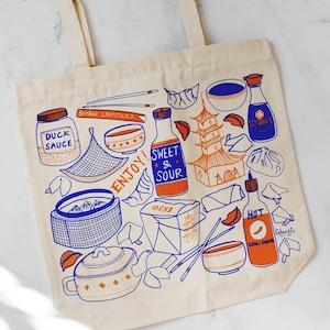 Thank You Enjoy Chinese Take Out Tote Bag Reusable Canvas Tote Bag Housewarming Gift Reusable Tote Cotton Fabric Gift Bag image 3