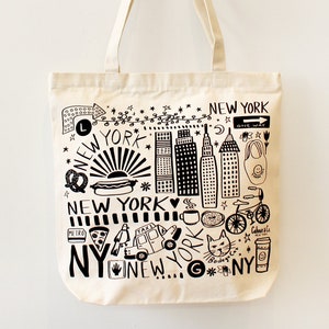 New York Tote Bag With Zipper Closure - NYC Design New York Tote Bag With Zipper Closure - NYC Design