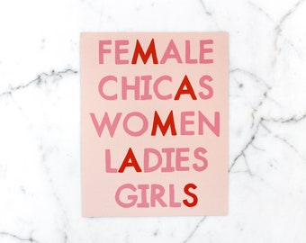 Mamas Art Print – Feminist Girl Power, 8x10 Wall Decor
