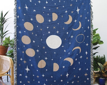 Moon phases throw blanket sale