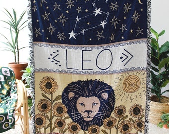 Zodiac Tapestry Blanket - Choose Your Sign - Horoscope Astrology Blankets - Constellation Star Decor and Gifts