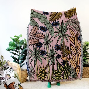 Dream Tropical Vacation Tropical Throw Blanket Housewarming Gift House Plants Tropical Plants Throw Blanket Bedroom Decor image 1