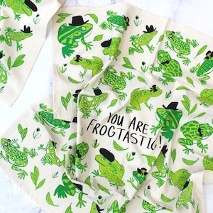 You Are Frogtastic Screen Printed Tea Towel - Frog Kitchen Decor - Housewarming Gifts - Frogs