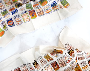 Canned Beans Screen Printed Tea Towel
