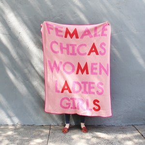 Mamas Pink Blanket Ladies Girls Chicas Women Fuchsia and Blush Knit Throw Decor Best Friend Gift Girl Power Female Empowerment image 2