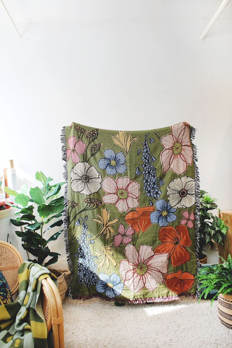 Wild Flowers Floral Blanket by CalhounAndCo