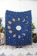 Moon Phases Tapestry Blanket - Celestial Star Design - Navy and Gold Home Decor - Boho Living Room - Housewarming Gifts - Moon 