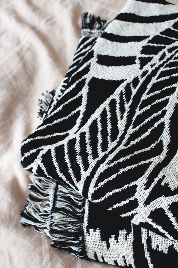 Black and white woven blanket deals