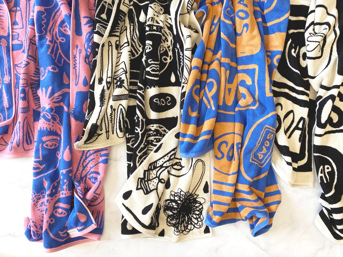 Self Care Pink and Blue Bath Towels Makeup Face Towel and Etsy