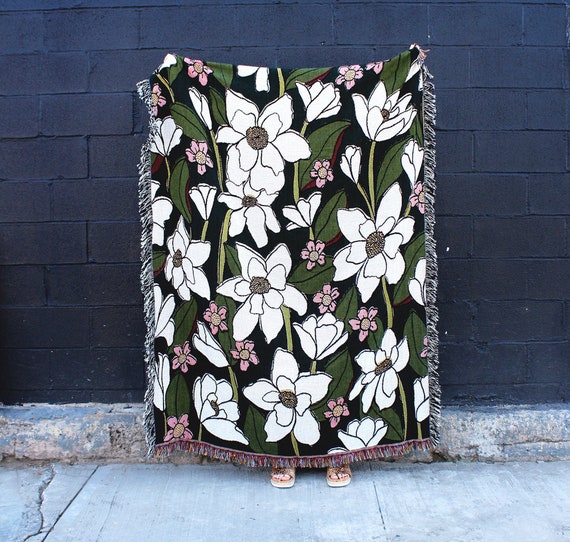 Magnolia Floral Multi-color Tapestry Blanket Cotton Throws - Etsy