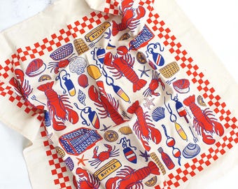 Lobster Shack Screen Printed Tea Towel