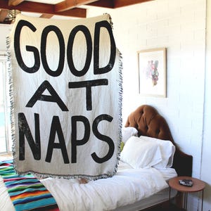 Good At Naps Blanket Original Design Black and White Living Room Throws Classic Home Decor Dorm Room Kids Bedroom image 8