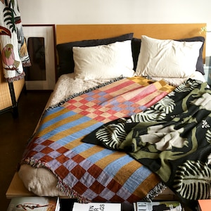 Checkered Stripe Checkerboard Tapestry Blanket in Fort Tilden image 5