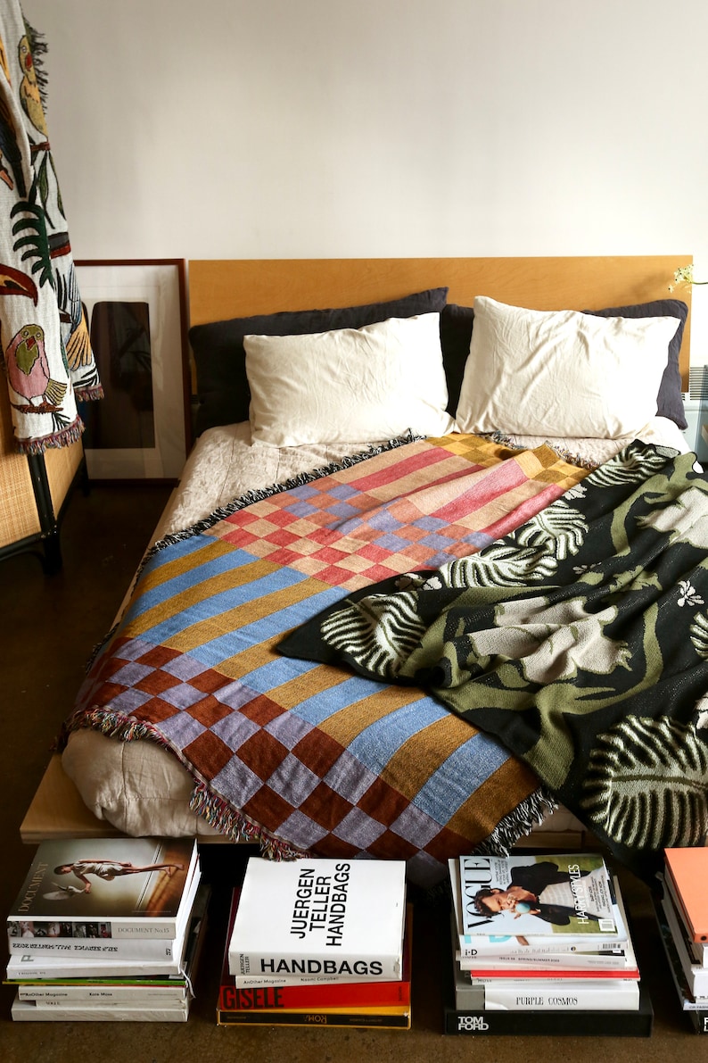 Checkered Stripe Checkerboard Tapestry Blanket in Fort Tilden image 5