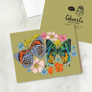 Butterfly Greeting Card - Floral Greeting Card - Gift - Butterfly Garden Greeting Card - Housewarming Party - Stationery