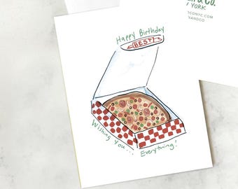 Happy Birthday Everything Pizza Greeting Card