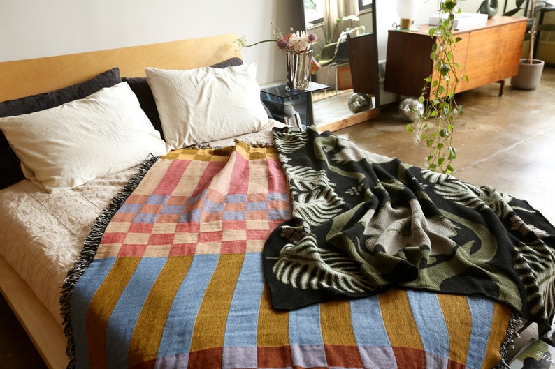 Checkered Stripe Checkerboard Tapestry Blanket in Fort Tilden image 6