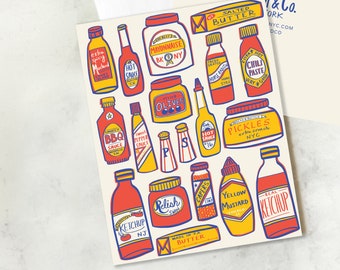 Condiments Greeting Card - Ketchup Greeting Card - Gift -Pickles Greeting Card - Housewarming Party - Stationery - Mustard Greeting Card