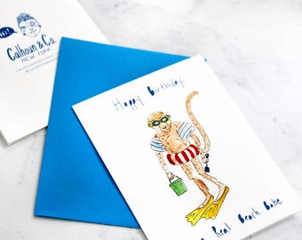 Happy Birthday Beach Monkey Greeting Card 
