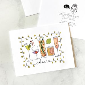 Cheers Greeting Card - Happy New Year Card - Gift - Holiday Greeting Card - Cocktail Greeting Card - Stationery