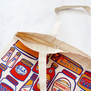 Condiments Print Tote Bag Ketchup Hot Sauce Reusable Canvas Bag With ...