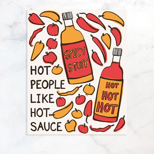 Hot Pepper Sauce Art Etsy