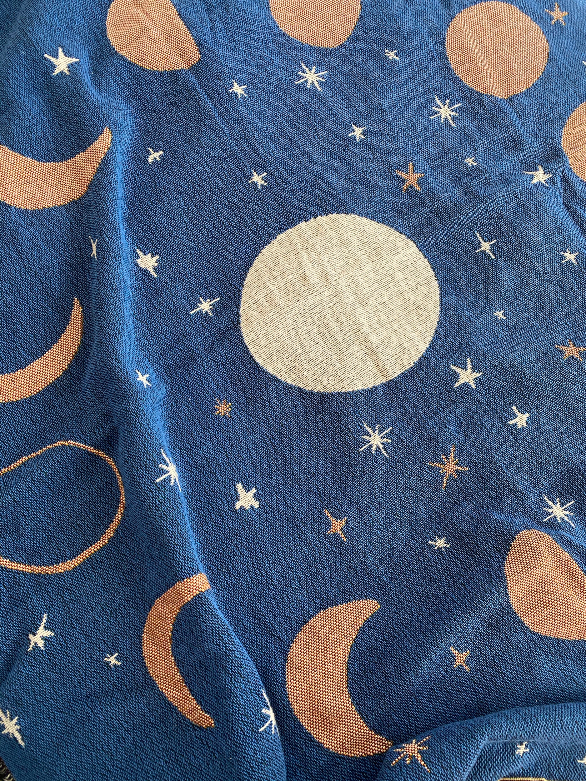 Moon Phases Tapestry Blanket Celestial Star Design Navy - Etsy
