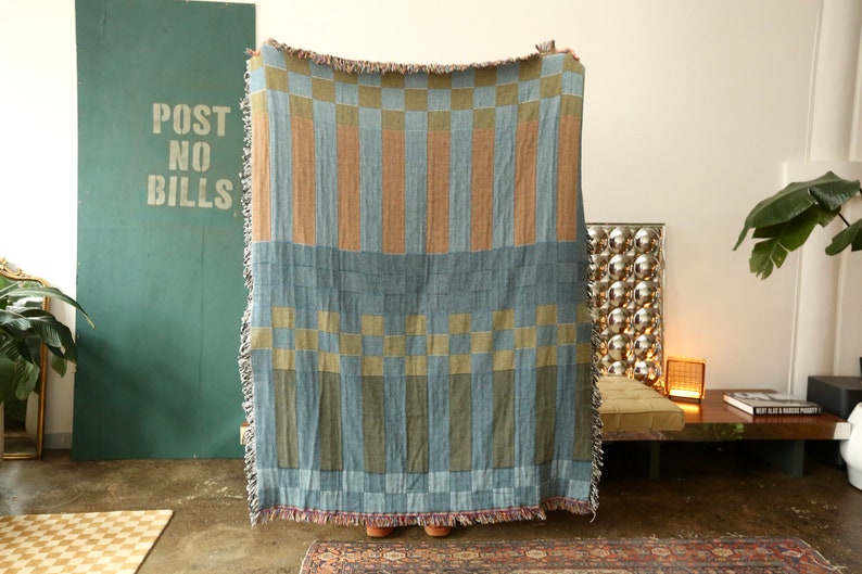 Checkered Stripe Checkerboard Tapestry Blanket in Fort Tilden image 2