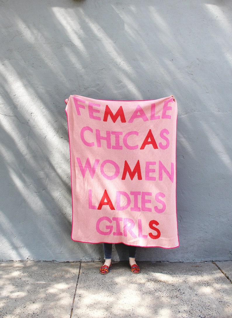 Mamas Pink Blanket Ladies Girls Chicas Women Fuchsia and Blush Knit Throw Decor Best Friend Gift Girl Power Female Empowerment image 2