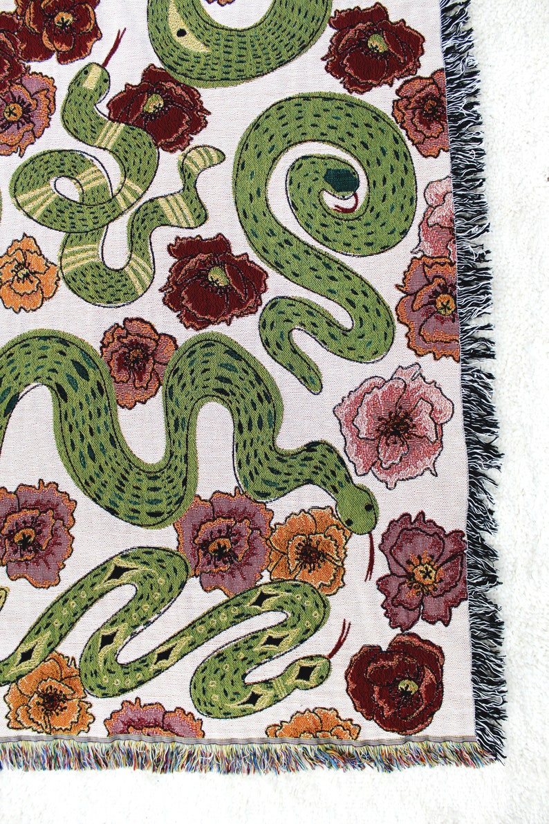 Snakes and Poppies Blanket Multicolor Tapestry Blanket Etsy