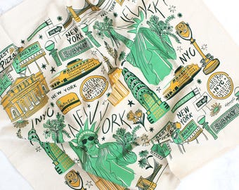 Lady Liberty New York Screen Printed Tea Towel