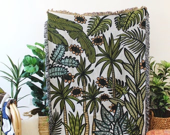 Dream Tropical Vacation - Tropical Throw Blanket - Housewarming Gift - House Plants - Tropical Plants - Throw Blanket - Bedroom Decor