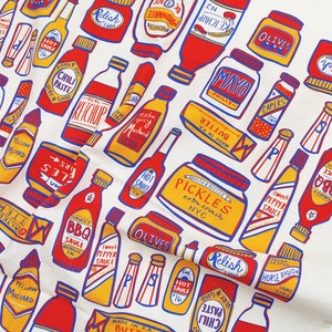 Condiments Print Tea Towel Kitchen Decor Ketchup Mustard Pickle Butter Hot Sauce Mayo Capers Salt & Pepper Olives image 8
