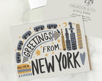 Greetings from New York! Greeting Card - New York City Greeting Card - Gift - Holiday Greeting Card - Housewarming Party - Stationery