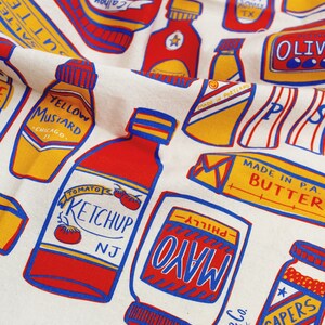 Condiments Print Tea Towel Kitchen Decor Ketchup Mustard Pickle Butter Hot Sauce Mayo Capers Salt & Pepper Olives image 5