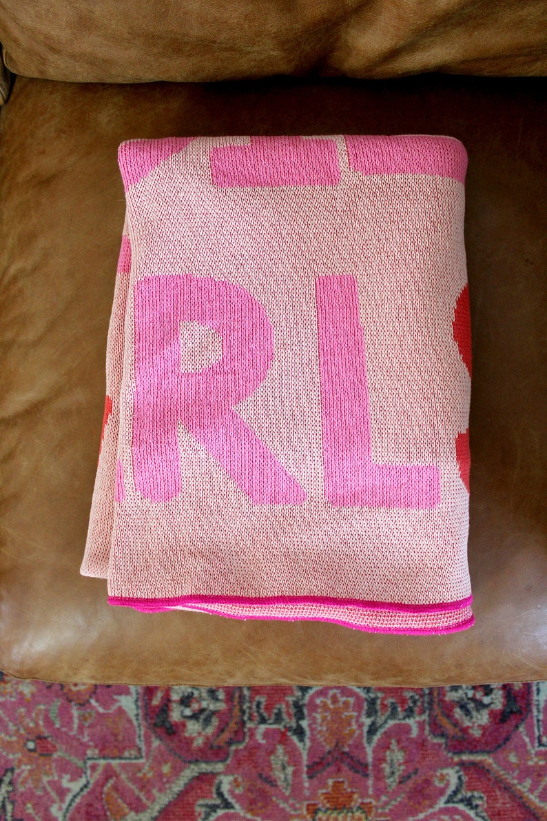 Mamas Pink Blanket Ladies Girls Chicas Women Fuchsia and Blush Knit Throw Decor Best Friend Gift Girl Power Female Empowerment image 7