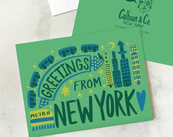 Greetings from New York! Greeting Card - New York City Greeting Card - Gift - Holiday Greeting Card - Housewarming Party - Stationery