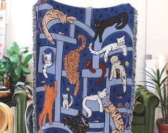 Cat Tower Tapestry Blanket
