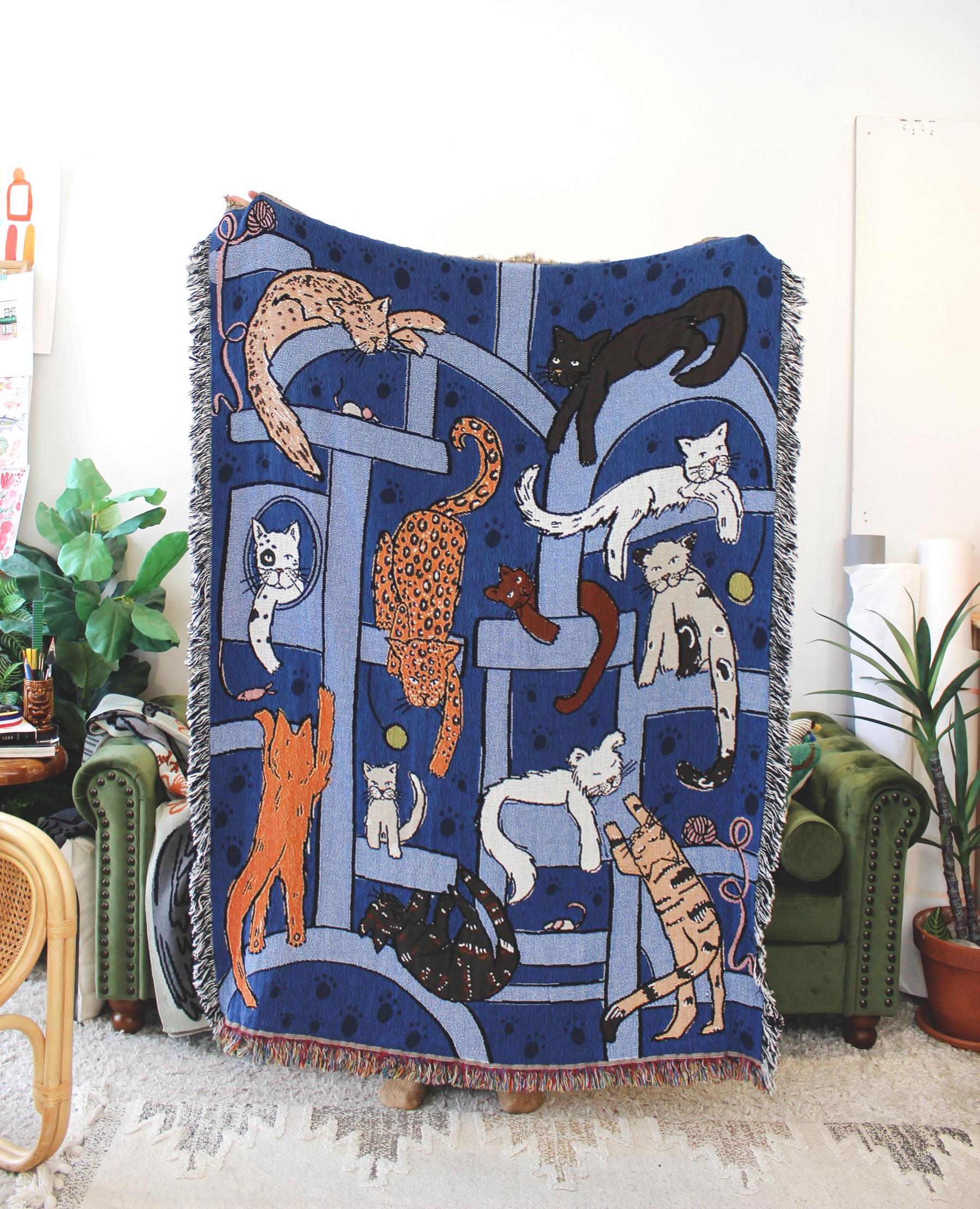Cat Tower Tapestry Blanket