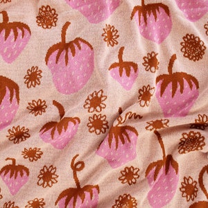 Strawberry Field Knit Blanket Fruit Home Decor Sorbet Pink Blush Orange image 5