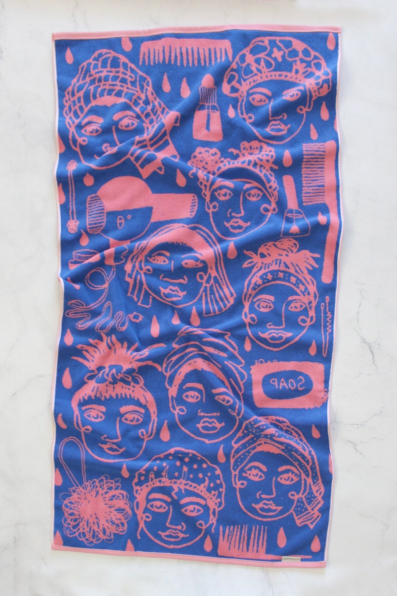 Self Care Pink and Blue Bath Towels Makeup Face Towel and Etsy