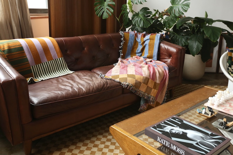 Checkered Stripe Checkerboard Tapestry Blanket in Fort Tilden image 3