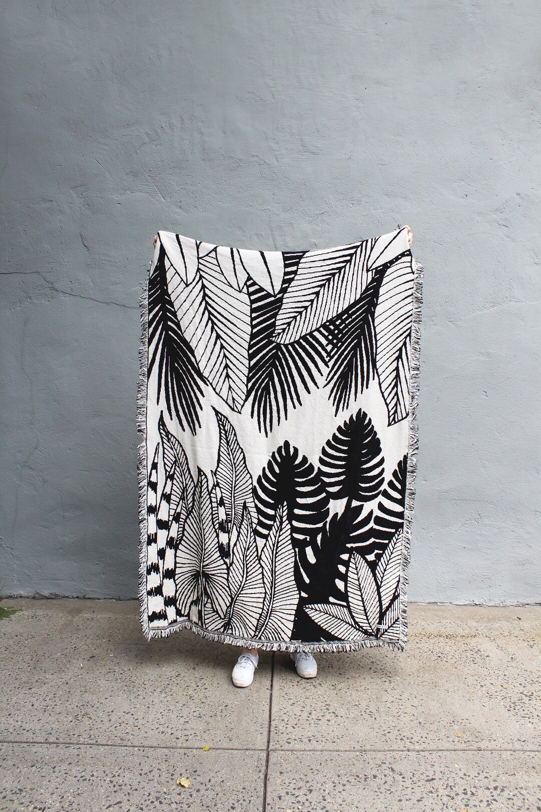 Tropical Jungle Black and White Reversible Throw Blanket - Etsy