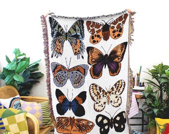 Mini Butterflies & Moths Tapestry Blanket - Colorful Kid's Room Decor