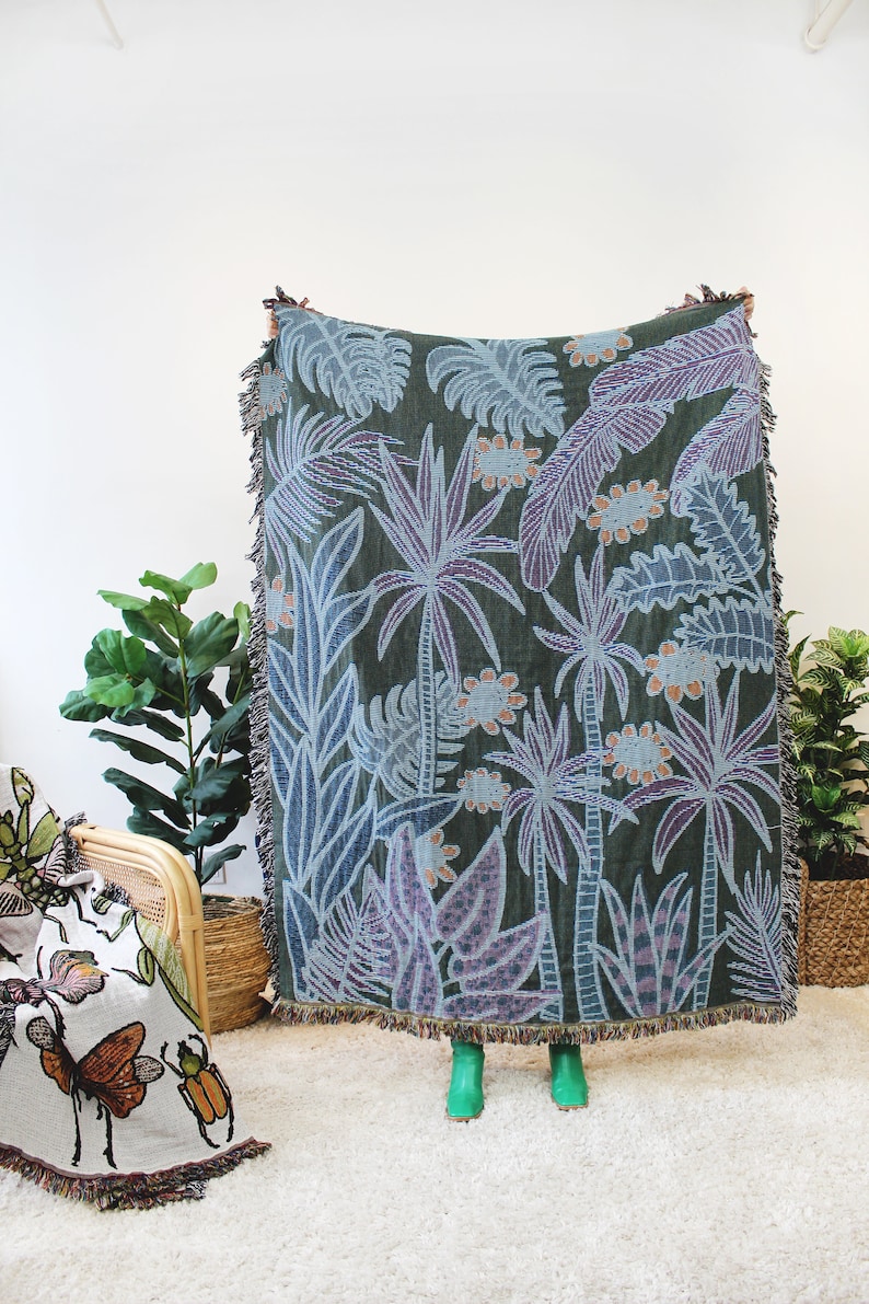 Dream Tropical Vacation Tropical Throw Blanket Housewarming Gift House Plants Tropical Plants Throw Blanket Bedroom Decor image 2