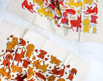 Dog Screen Printed Tea Towel